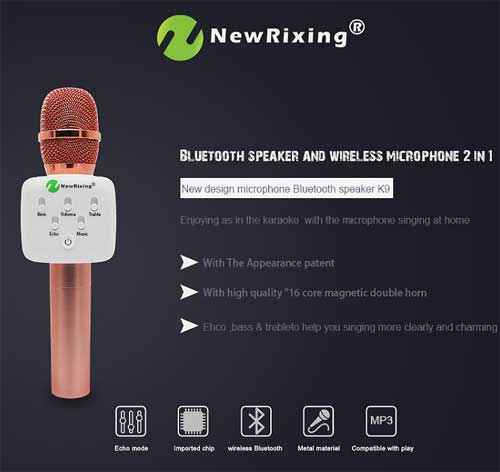 Microphone Karaoke Kèm Loa New Rixing NR-K9