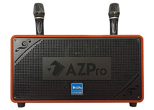 Loa karaoke mini AZpro AZ-328, vỏ gỗ có dây đeo vai