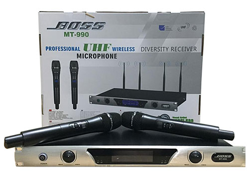 Microphone không dây UHF BOSS MT-990, bắt tần số tự động