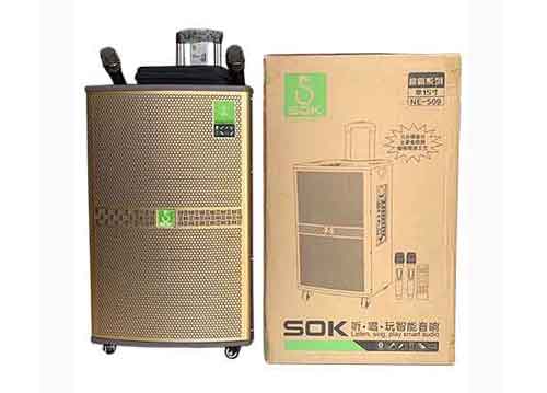 Loa kéo SOK NE-509, loa karaoke di động vỏ gỗ, bass 4 tấc
