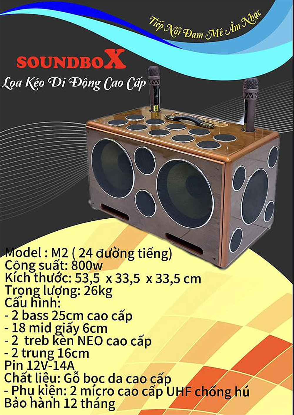 Loa xách tay Soundbox M2, 24 củ loa