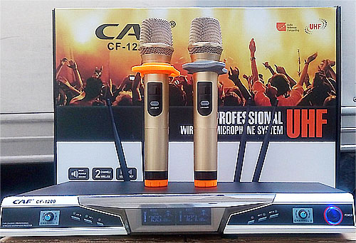 Bộ micro CAF CF-1200, mic karaoke UHF không dây, max 200m