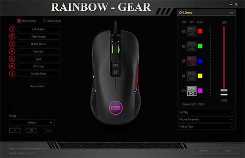 Chuột game Rainbow F600, độ phân giải 5000dpi