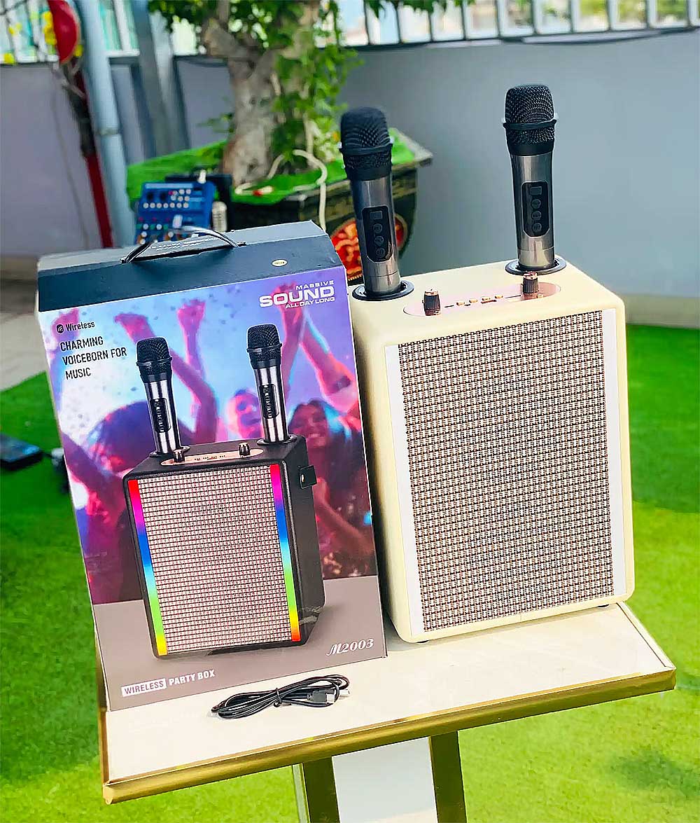 Loa bluetooth karaoke M2003, 2 micro UHF