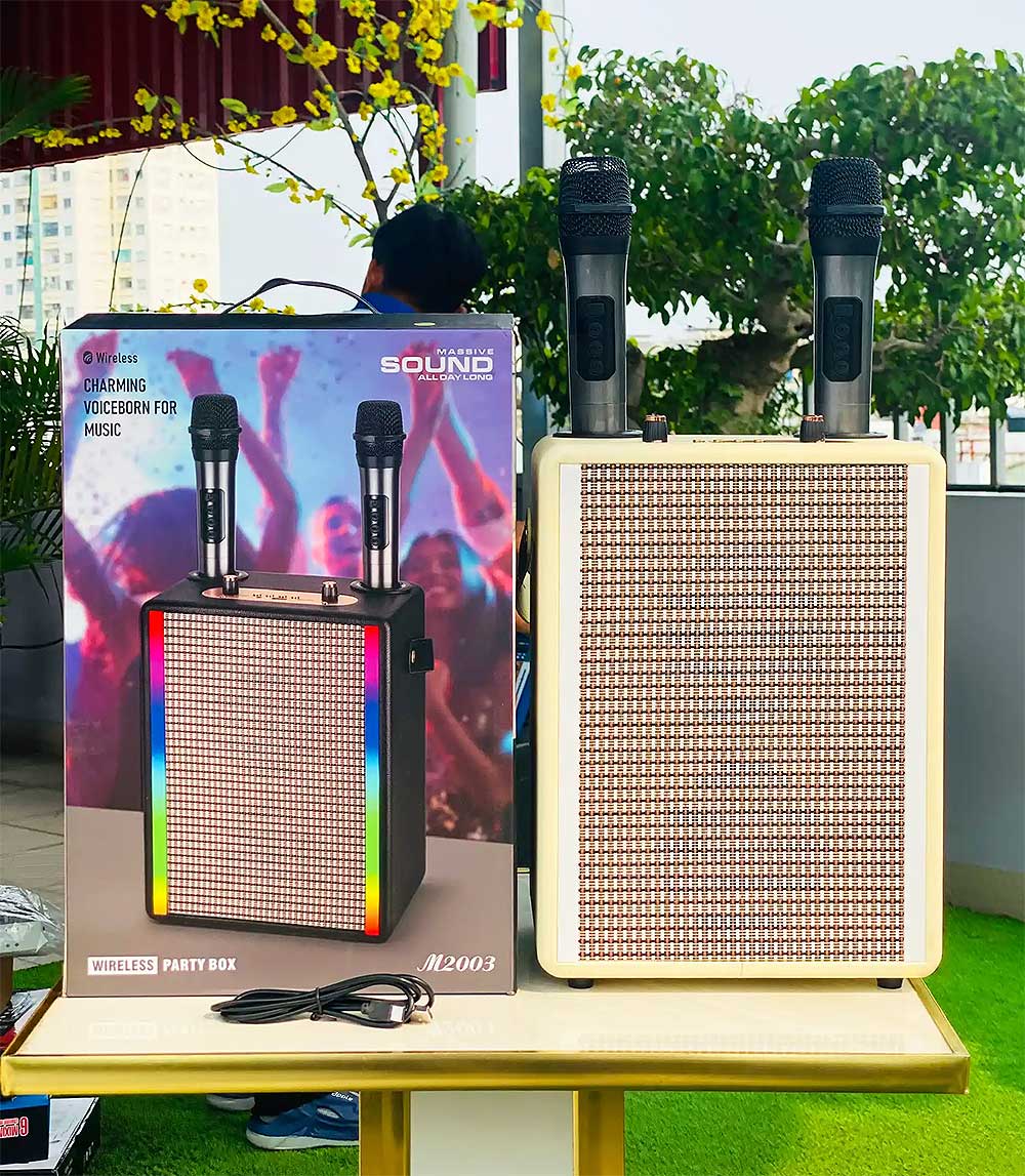 Loa bluetooth karaoke M2003, 2 micro UHF