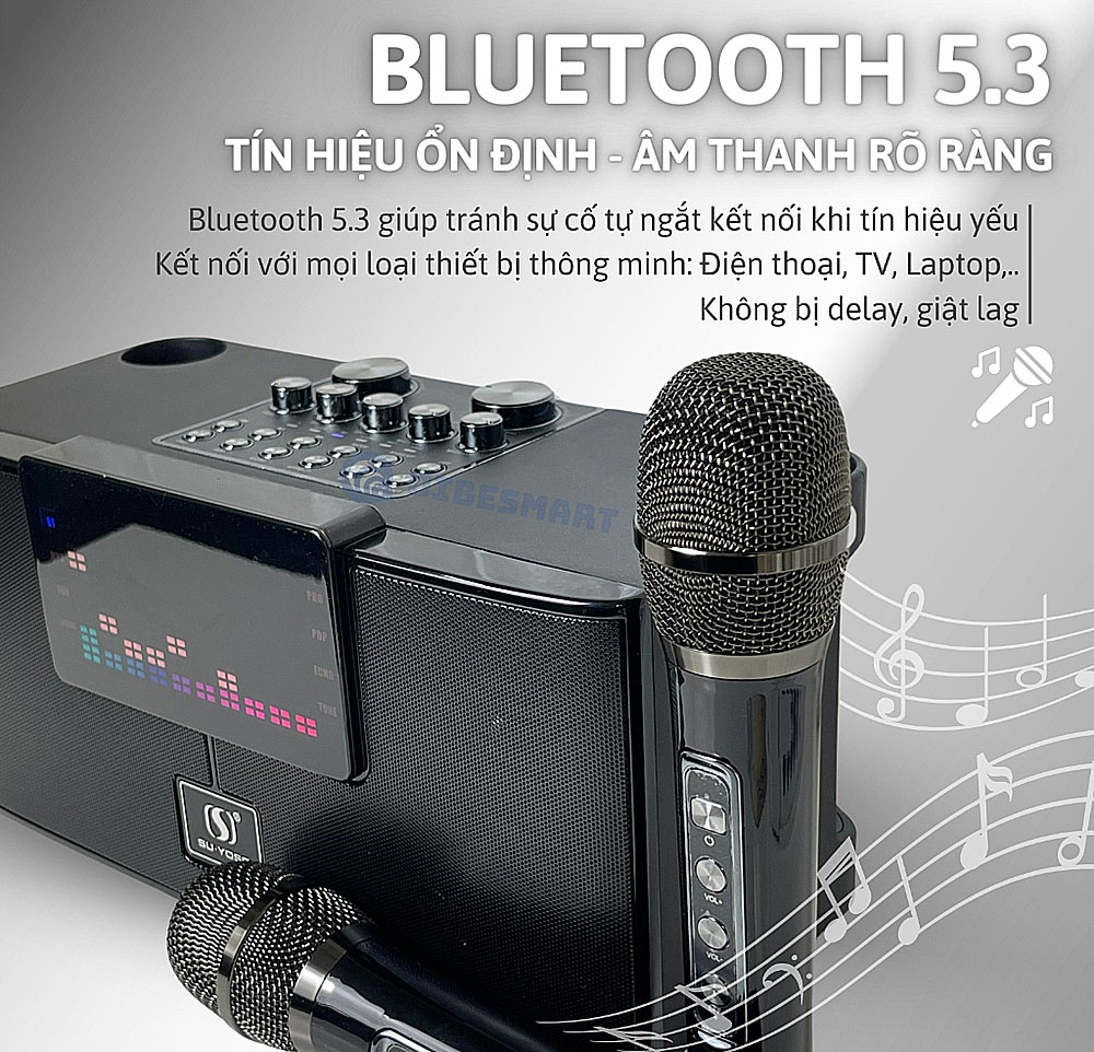Loa bluetooth karaoke Su-Yosd YS-208, kèm 2 micro8