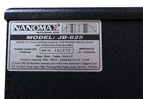 Loa cặp Nanomax JB-626, hàng Việt nam chất lượng cao