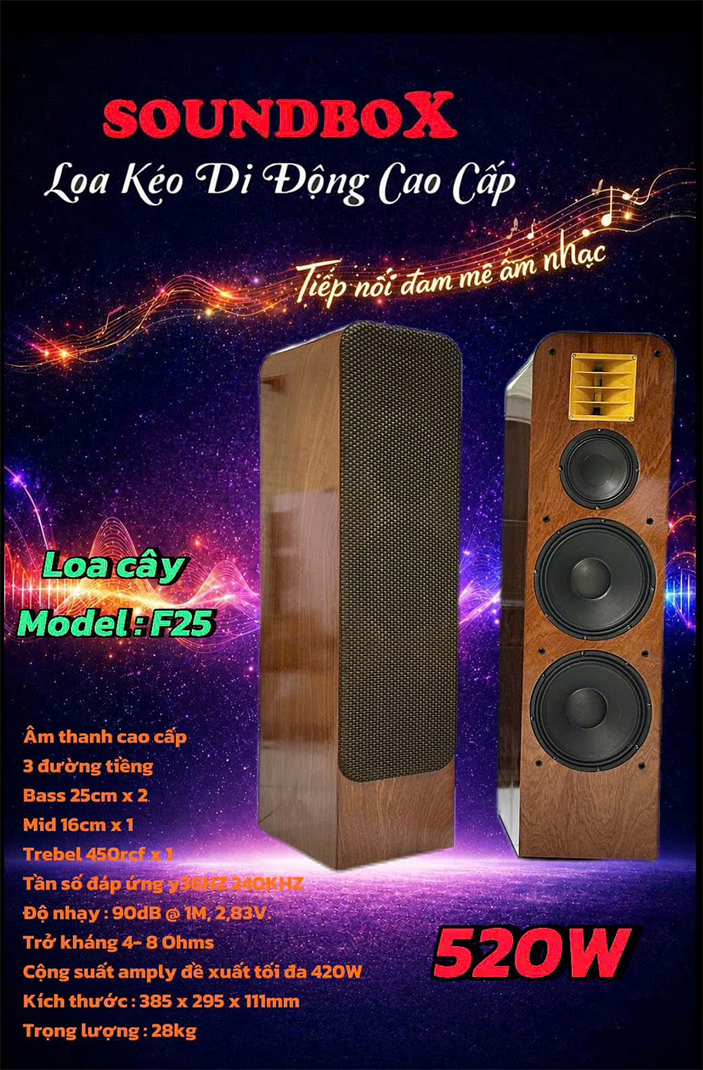 Loa cây Soundbox F25, power max 520W