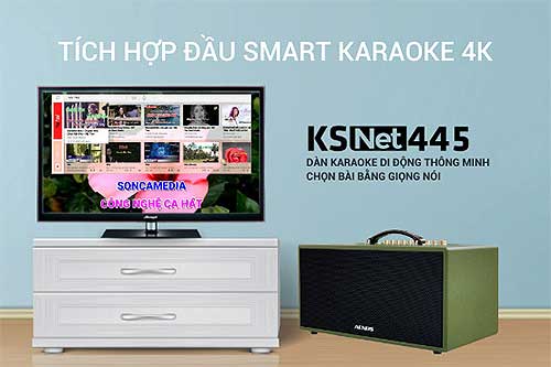 Loa karaoke bluetooth ACNOS KSNET445, kèm 02 mic không dây