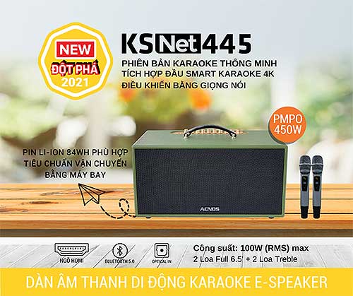Loa karaoke bluetooth ACNOS KSNET445, kèm 02 mic không dây