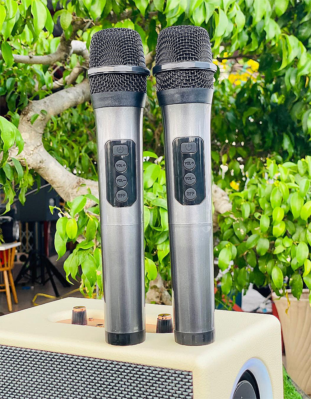 Loa karaoke bluetooth M2008, kèm 2 mic ko dây