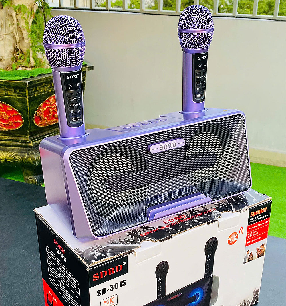 Loa karaoke bluetooth SDRD SD-301S, 2 mic ko dây
