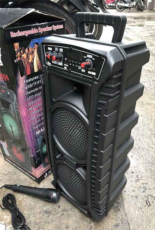 Loa karaoke bluetooth W606, loa 2 bass, công suất 50W