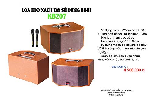 Loa karaoke di động Lovina KB207, 2 mic ko dây