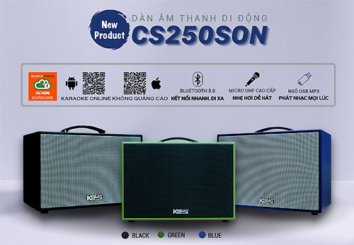Loa Karaoke mini ACNOS CS250SON, loa nhỏ xách tay, 2 mic UHF