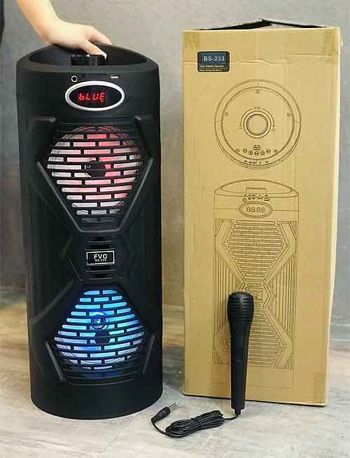 Loa karaoke mini FVO BS-233, kèm mic có dây, công suất 30W