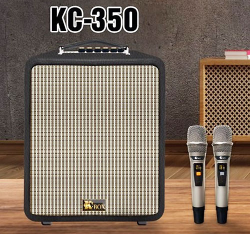 Loa karaoke mini KCBox KC-350, 2 đường tiếng, 2 mic set tần số
