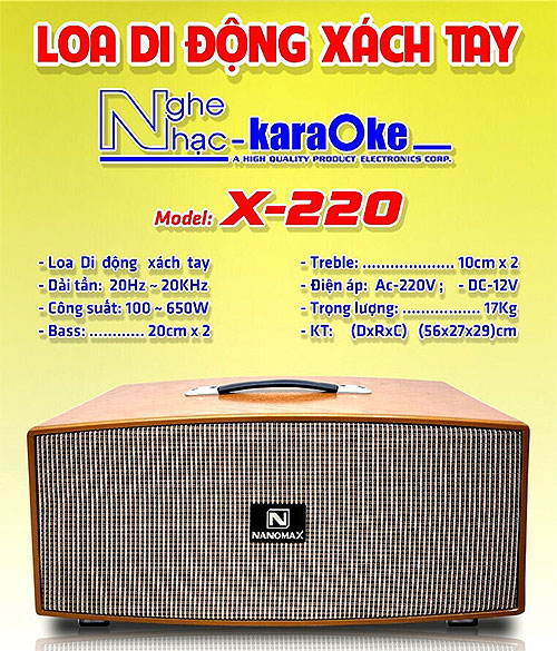 Loa karaoke mini Nanomax X-220, loa xách tay di động cao cấp
