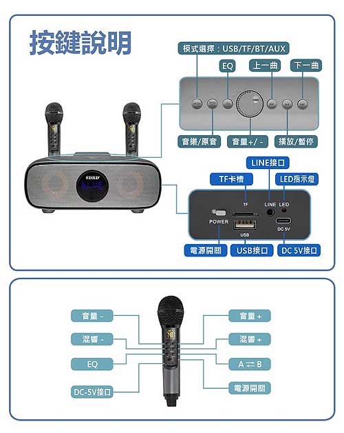 Loa karaoke mini SDRD SD-316, dùng 2 mic ko dây