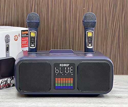 Loa karaoke mini SDRD SD-318, kèm 2 mic không dây