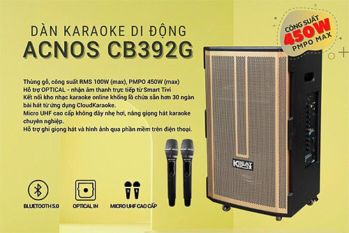 Loa kéo ACNOS CB392G, loa karaoke trên app Cloudkaraoke