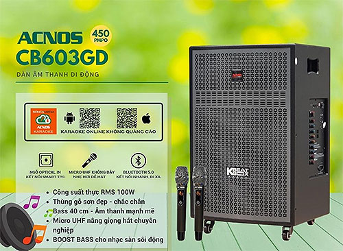Loa kéo ACNOS CB603GD, thiết bị dành cho karaoke giải trí