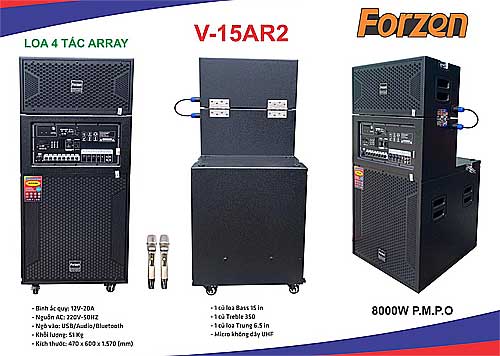 Loa kéo Array Forzen V-15AR2, loa karaoke 3 đường tiếng