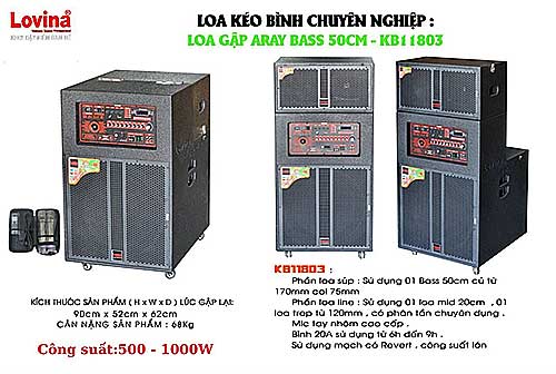 Loa kéo array Lovina KB11803, kèm 2 micro ko dây