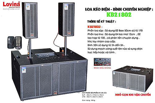 Loa kéo array Lovina KB21802, Loa karaoke 3 đường tiếng