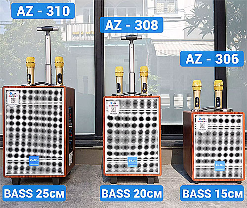 Loa kéo AZpro AZ-308, loa karaoke 3 đường tiếng, power max 250W