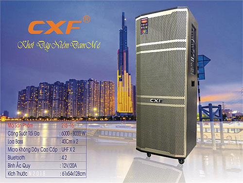 Loa kéo CXF GL215-15, loa di động chuyên dùng hát karaoke