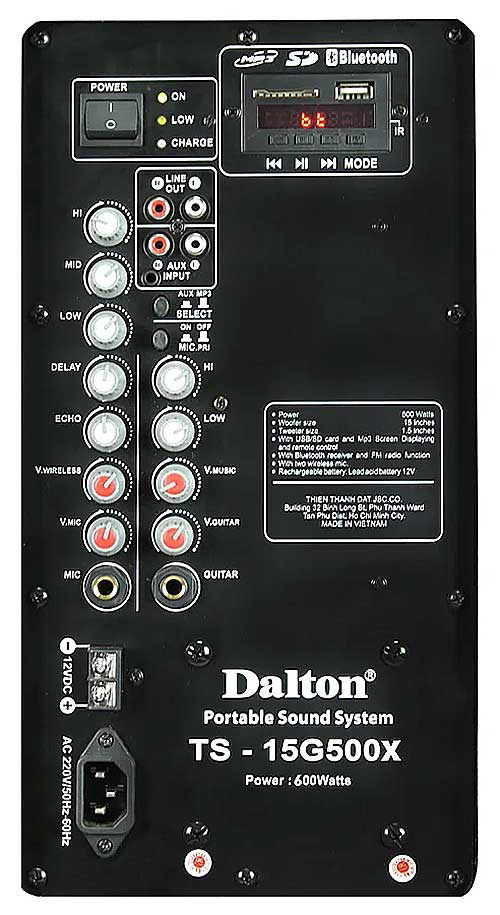 Loa kéo DaLton TS-15G500X, kèm 2 mic UHF