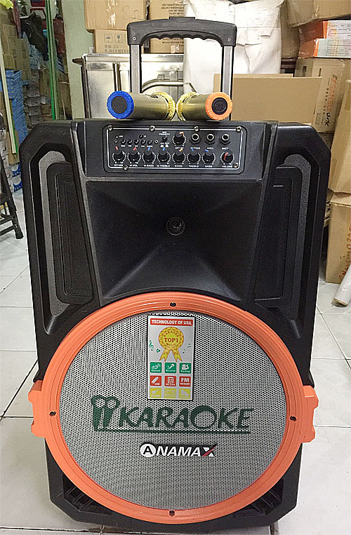 Loa kéo di động ANAMAX 403, loa karaoke vỏ nhựa, 2 micro