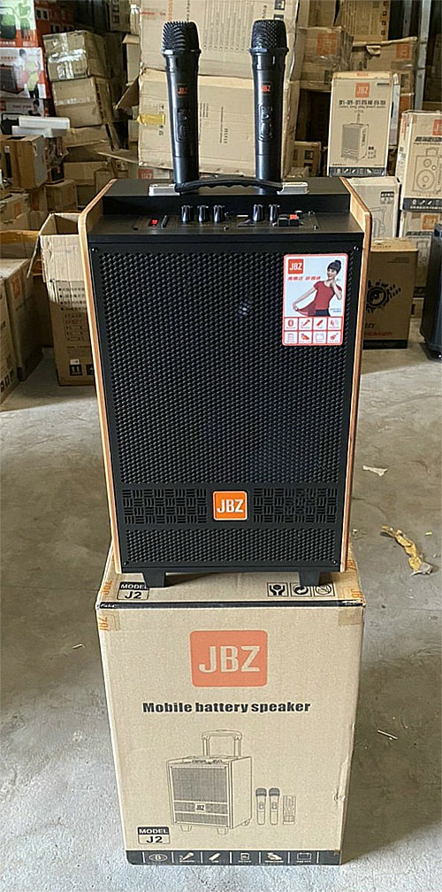 Loa kéo di động JBZ J2, loa karaoke vỏ gỗ, bass 3 tấc