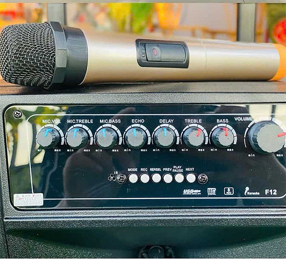 Loa kéo di động Ronamax F12, loa karaoke vỏ nhựa, bass 3 tấc