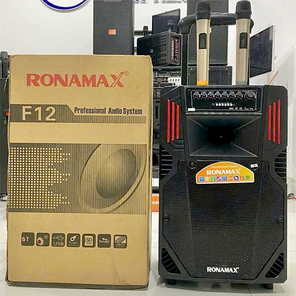 Loa kéo di động Ronamax F12, loa karaoke vỏ nhựa, bass 3 tấc