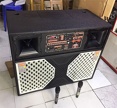 Loa kéo di động TS7000, loa karaoke 2 bass dạng tủ để TV