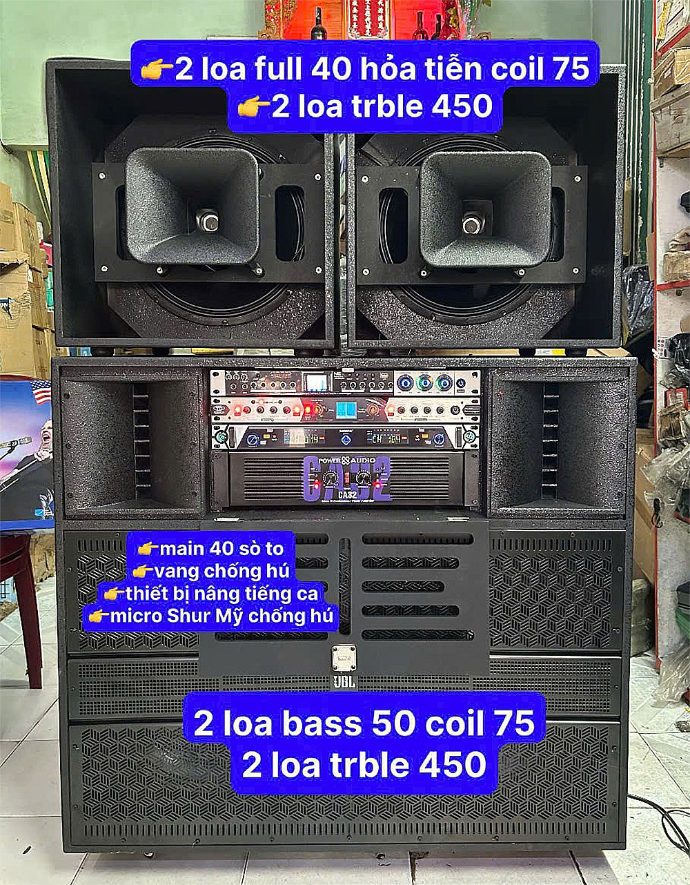 Loa kéo điện KP15-725, kèm 2 loa Full