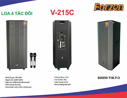 Loa kéo Forzen V-215C, loa 2 bass 4 tấc