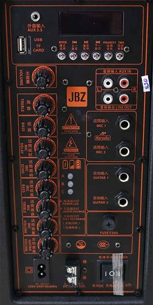 Loa kéo JBZ JB+1208, loa karaoke vỏ gỗ cao cấp, bass 3 tấc