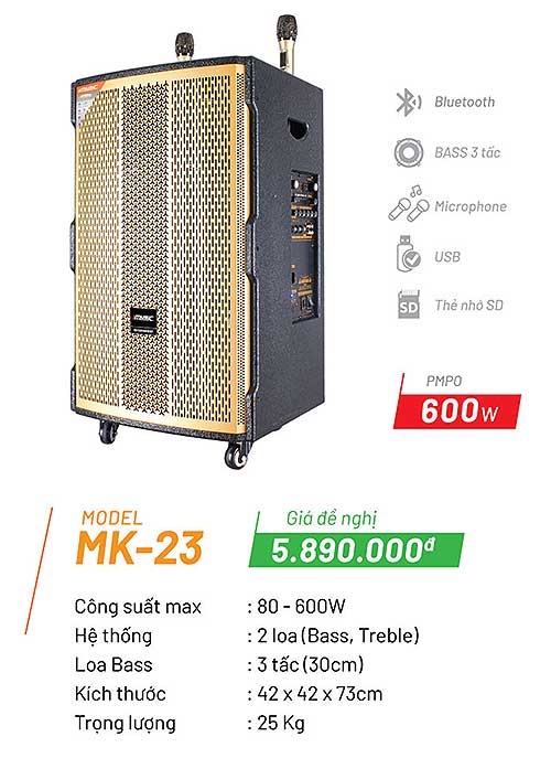 Loa kéo karaoke iMusic MK23, loa karaoke gia đình cao cấp