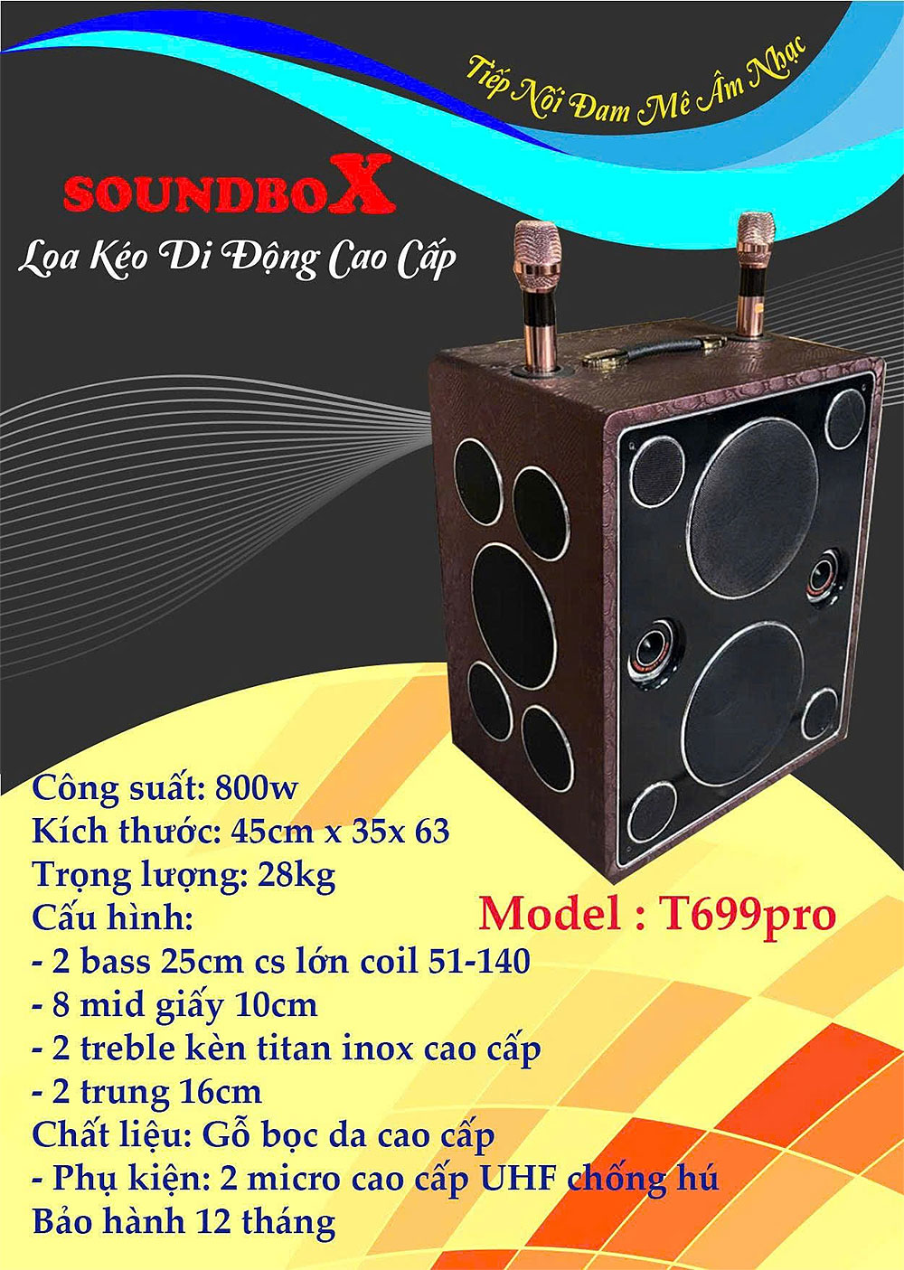 Loa kéo karaoke Soundbox T699 Pro, 2 bá·