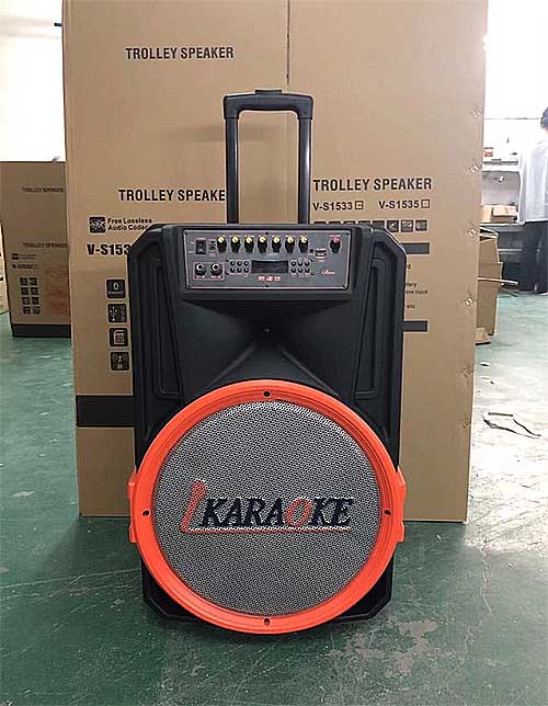 Loa kéo karaoke V-S1533, loa di động vỏ nhựa, bass 4 tấc