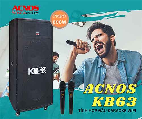 Loa kéo Kbeatbox KB63, loa karaoke Acnos 2 bass, PMPO 800W