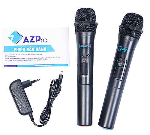 Loa kẹo kéo AZpro AZ-8A, loa hát karaoke mini, 2 mic UHF
