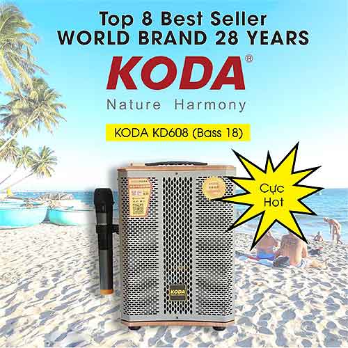 Loa kéo Koda KD-608, loa karaoke vỏ gỗ MDF, bass 1.5 tấc