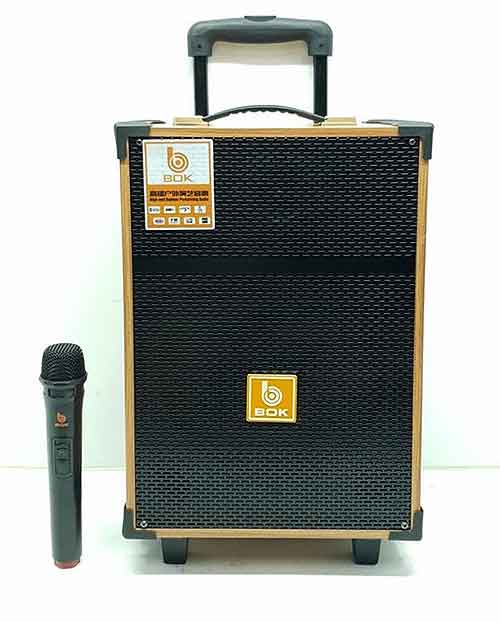 Loa kéo mini JBA Q31, loa karaoke vỏ gỗ, kèm mic không dây