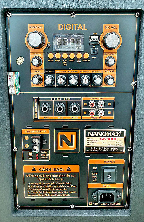 Loa kéo Nanomax SK-1801, loa karaoke 3 đường tiếng, bass 5 tấc