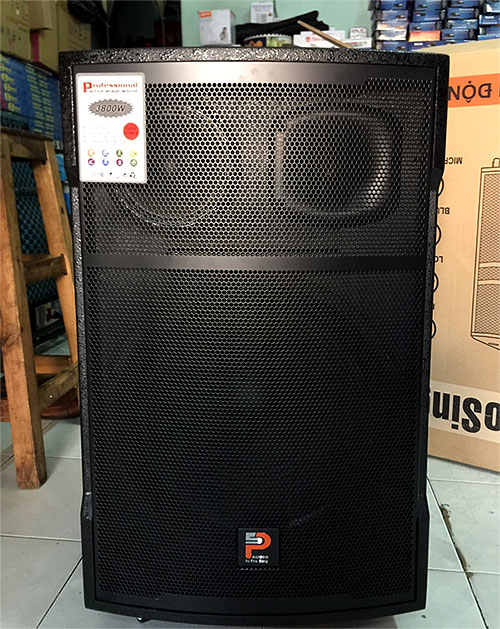 Loa kéo Prosing W1505, loa karaoke di động thùng gỗ cao cấp