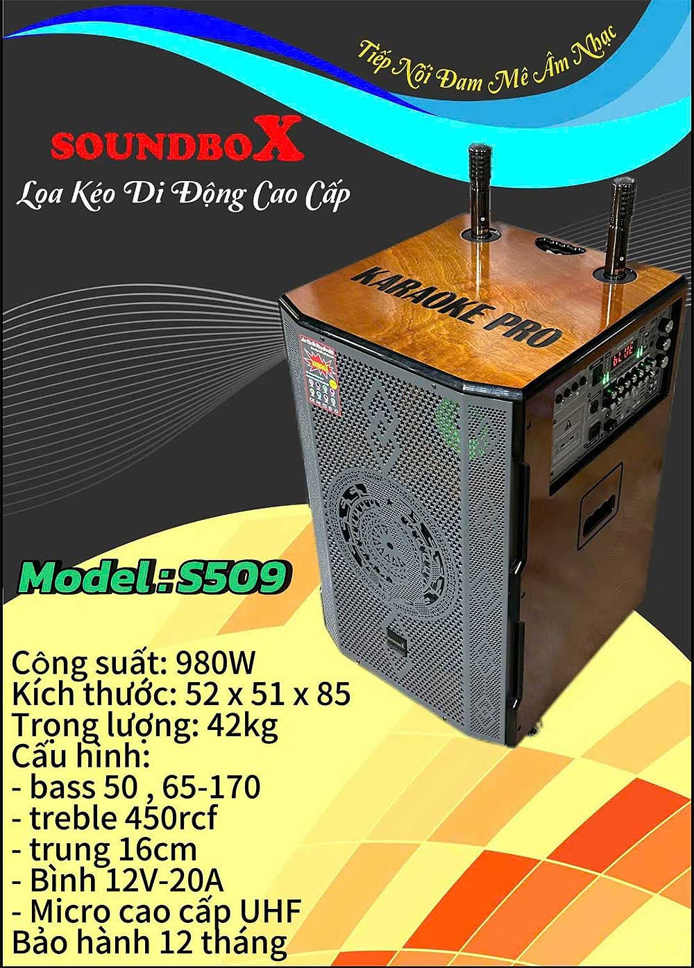 Loa kéo Sounbox S509 Loa kéo Sounbox S509, 3 đường tiếng